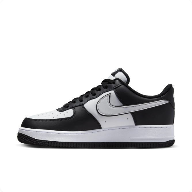 Nike Black & White Low-Top Sneakers | Light Grey Swoosh & Perforated Toe