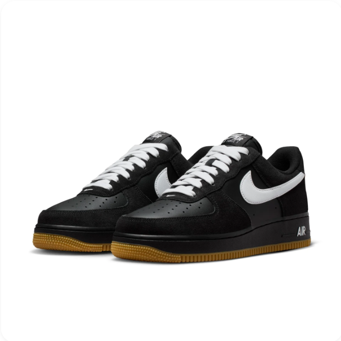 Nike Black & White Low-Top Sneakers | White Swoosh & Gum-Colored Sole