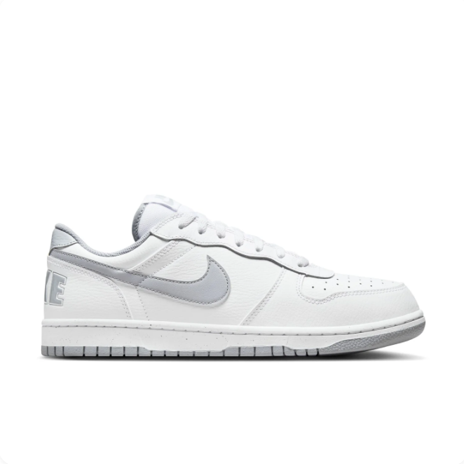 Nike White & Grey Low-Top Sneakers | Grey Swoosh & Bold Heel Lettering