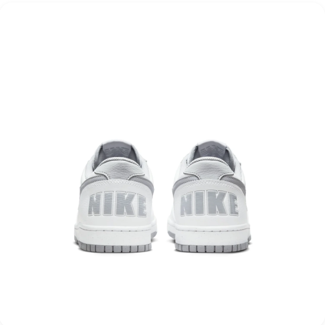 Nike White & Grey Low-Top Sneakers | Grey Swoosh & Bold Heel Lettering