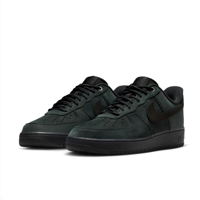 Nike Dark Green & Black Low-Top Sneakers | Black Swoosh & Perforated Toe