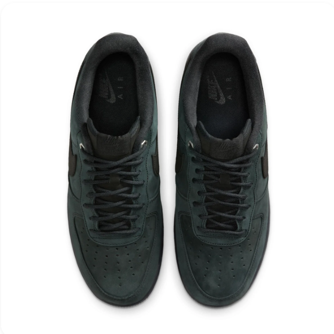 Nike Dark Green & Black Low-Top Sneakers | Black Swoosh & Perforated Toe