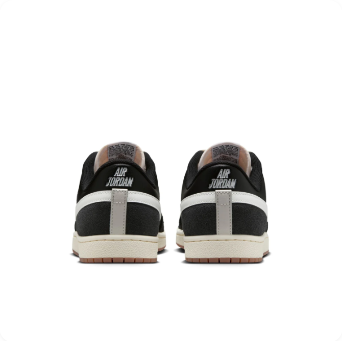 Air Jordan Black & Cream Low-Top Sneakers | White Swoosh & Brown Sole