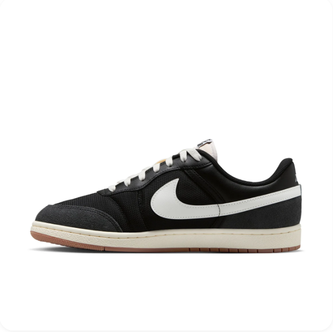 Air Jordan Black & Cream Low-Top Sneakers | White Swoosh & Brown Sole