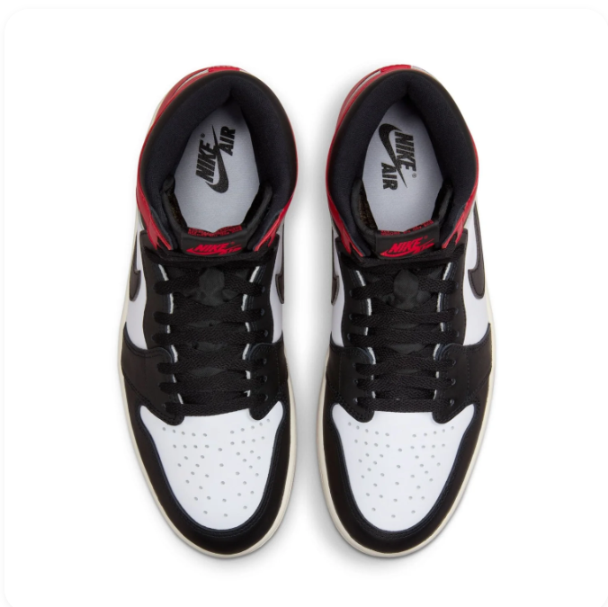 Air Jordan Red, Black & White High-Top Sneakers | Black Swoosh & Red Outsole