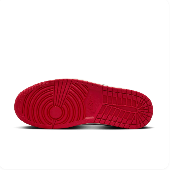 Air Jordan Red, Black & White High-Top Sneakers | Black Swoosh & Red Outsole