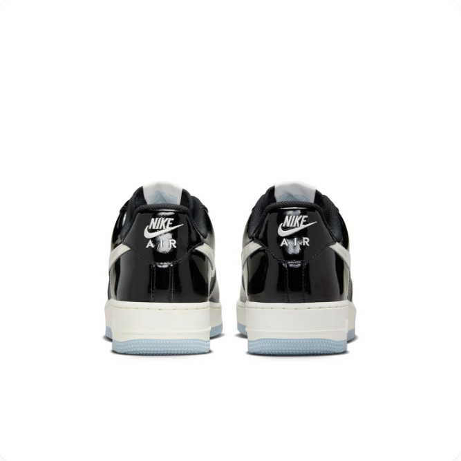 Nike Black & Grey Low-Top Sneakers | Glossy Overlays & Pale Blue Sole