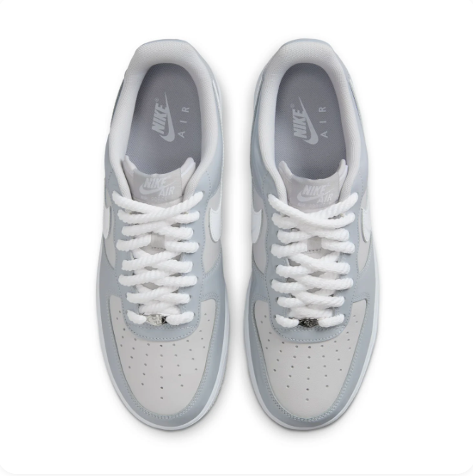 Nike Light Grey & White Low-Top Sneakers | White Swoosh & Perforated Toe