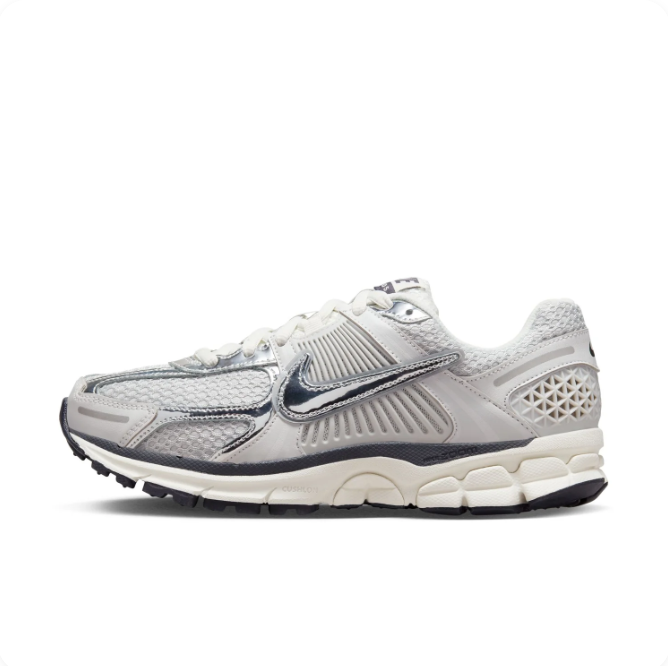 Nike White & Silver Low-Top Sneakers | Ribbed Side Panels & Cream Midsole