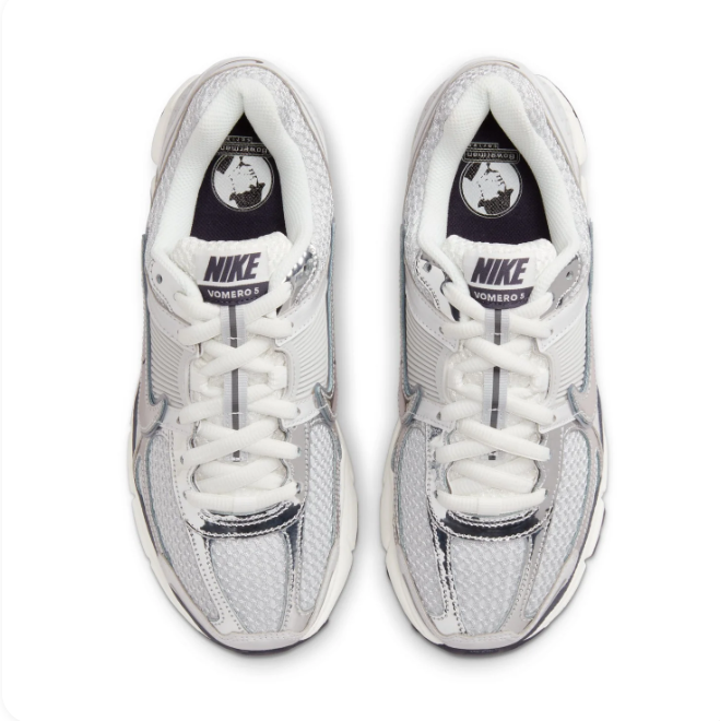 Nike White & Silver Low-Top Sneakers | Ribbed Side Panels & Cream Midsole