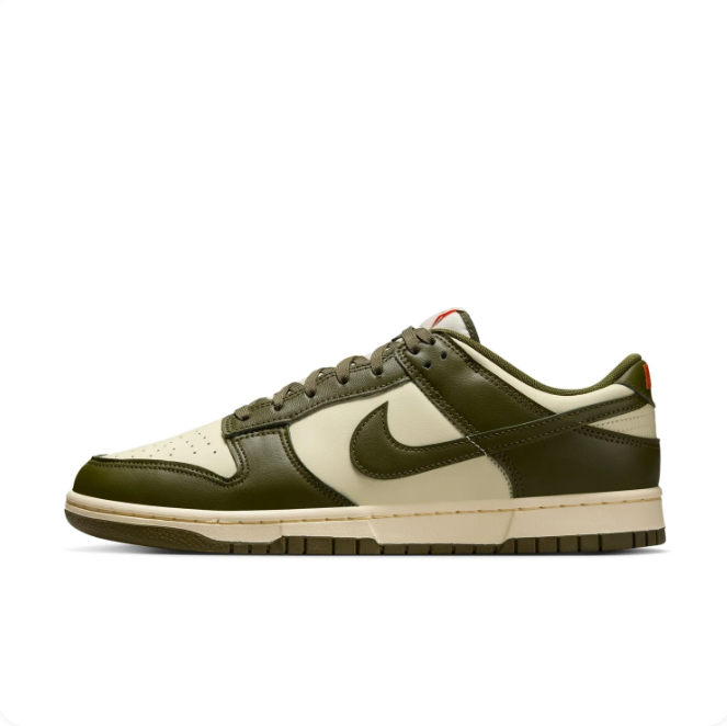 Nike Olive & Cream Low-Top Sneakers | Olive Swoosh & Orange Branding