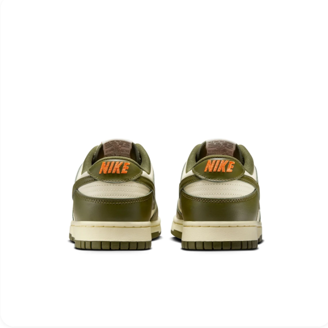 Nike Olive & Cream Low-Top Sneakers | Olive Swoosh & Orange Branding
