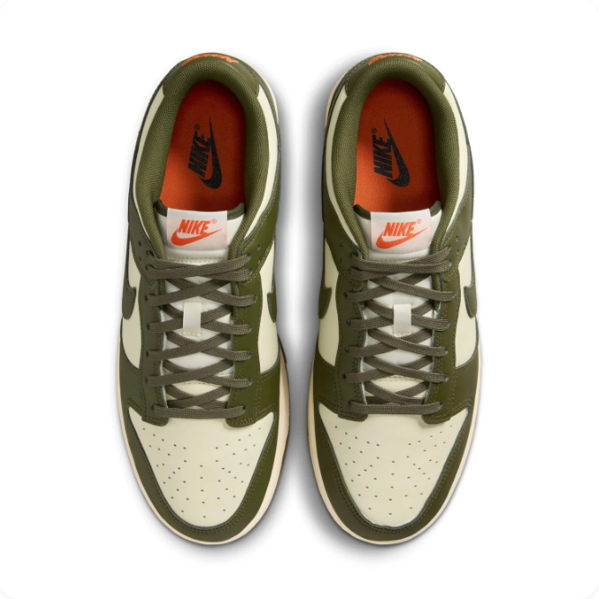 Nike Olive & Cream Low-Top Sneakers | Olive Swoosh & Orange Branding