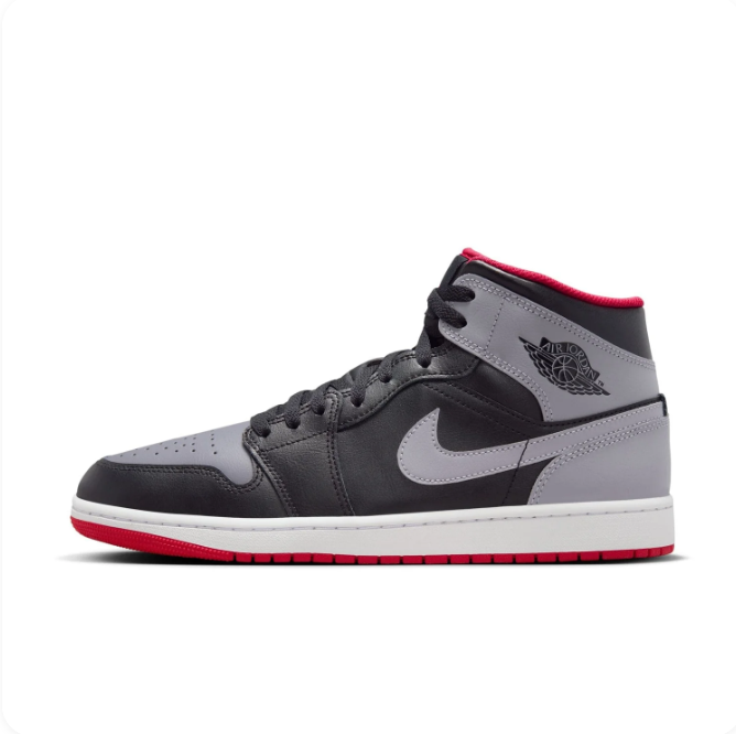 Air Jordan Black & Grey Mid-Top Sneakers | Red Lining & Red Outsole