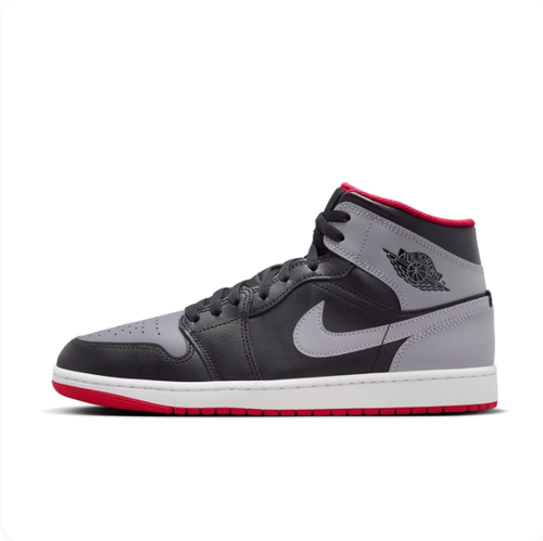 Air Jordan Black & Grey Mid-Top Sneakers | Red Lining & Red Outsole