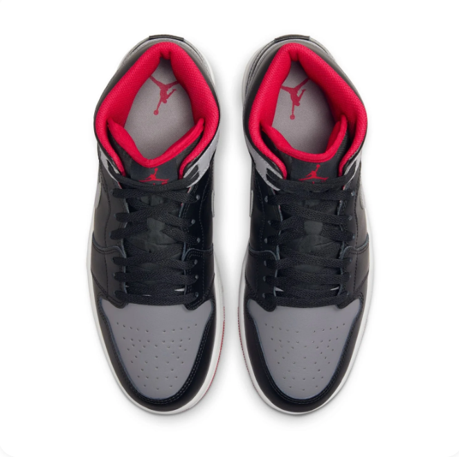 Air Jordan Black & Grey Mid-Top Sneakers | Red Lining & Red Outsole