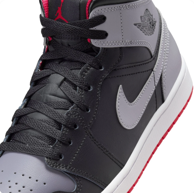 Air Jordan Black & Grey Mid-Top Sneakers | Red Lining & Red Outsole