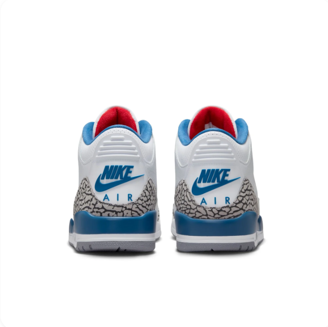 Air Jordan White & Blue Mid-Top Sneakers | Elephant-Print Details & Heel Window