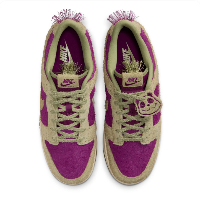 Nike Purple & Olive Low-Top Sneakers | Textured Panels & Fringe Details