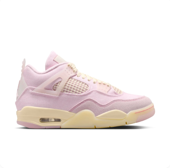 Air Jordan Pastel Pink & Cream Mid-Top Sneakers | Grid Panels & Heel Window