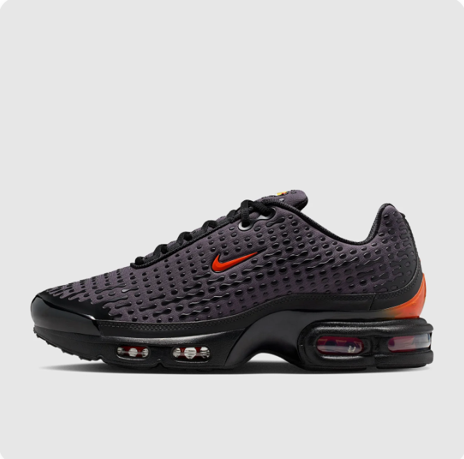 Nike Charcoal & Black Low-Top Sneakers | Orange Swoosh & Textured Upper