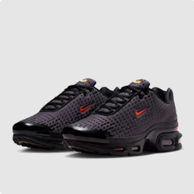 Nike Charcoal & Black Low-Top Sneakers | Orange Swoosh & Textured Upper
