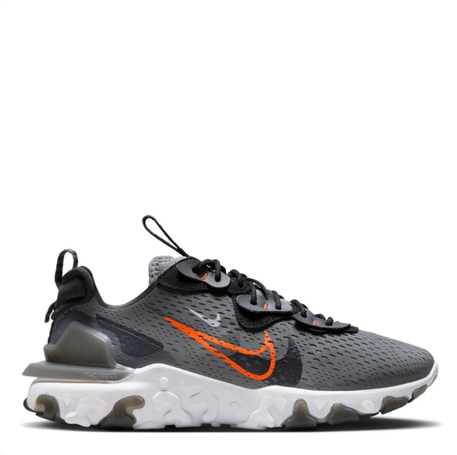 Nike Charcoal & Black Low-Top Sneakers | Orange-Outlined Swoosh & Sculpted White Sole