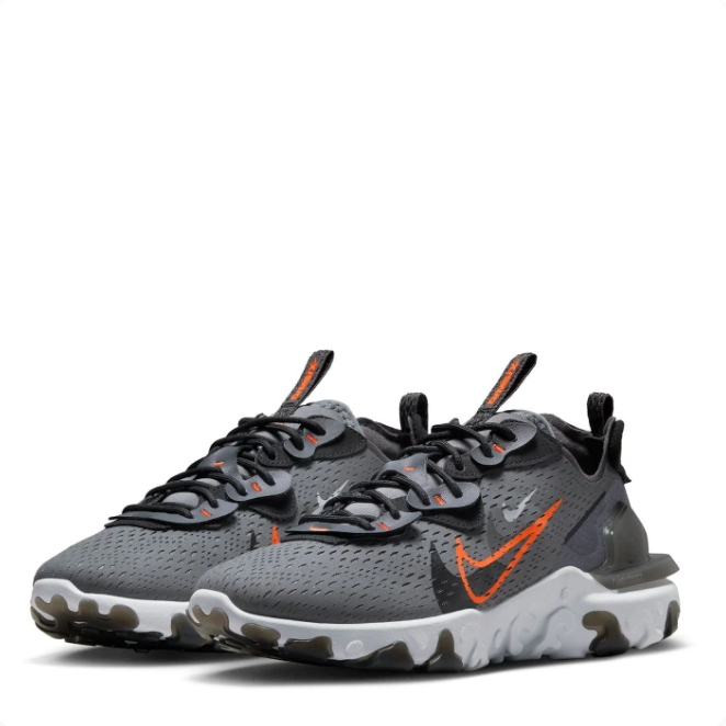 Nike Charcoal & Black Low-Top Sneakers | Orange-Outlined Swoosh & Sculpted White Sole