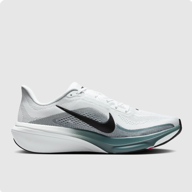 Nike White & Grey Low-Top Sneakers | Black Swoosh & Teal Midsole Accents