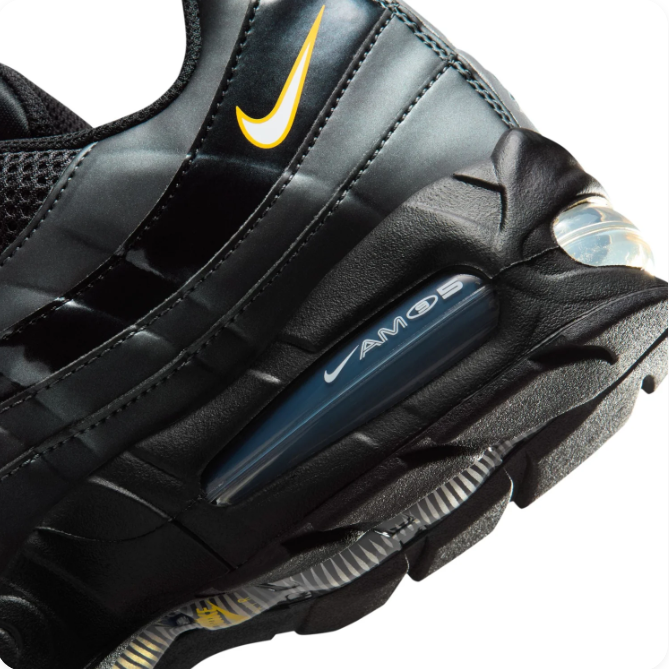 Nike Air Max 95 Black and Grey Sneakers with Yellow Accents